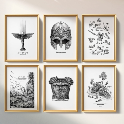 Armour illustrated art work.  All six in the collection are shown. 
