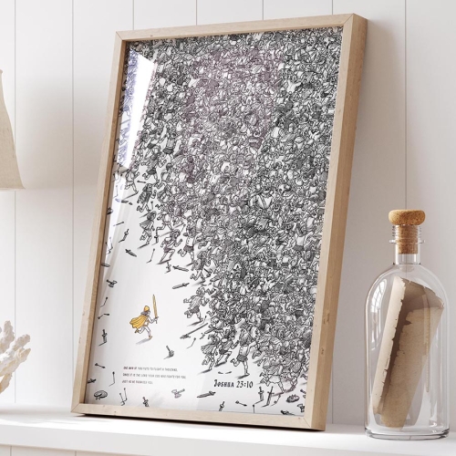 One will chase a thousand A3 Print - framed.  it does not come with the frame when you purchase this artwork but its shown to give you an idea of what it would look like framed.