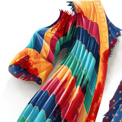 A3 Poster Framed Image of Joseph's coat riipped and blood stained. to be an encouraging illustration