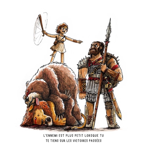 French Stand On Past Victories - David and Goliath A3 Colour Art Print