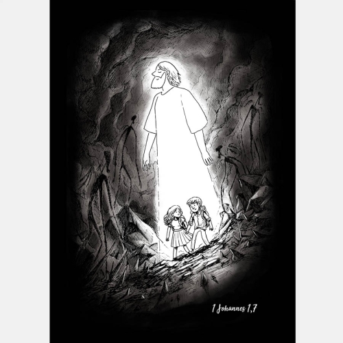 German Walk in the Light A4 Art Print