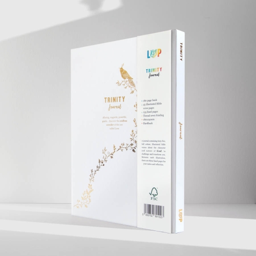 TRINITY Journal inside showing an illustrated page and a linned page for your own notes.  They make perfect gifts  for many occasions 