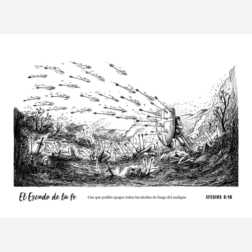 Close up of the shield of print in spanish